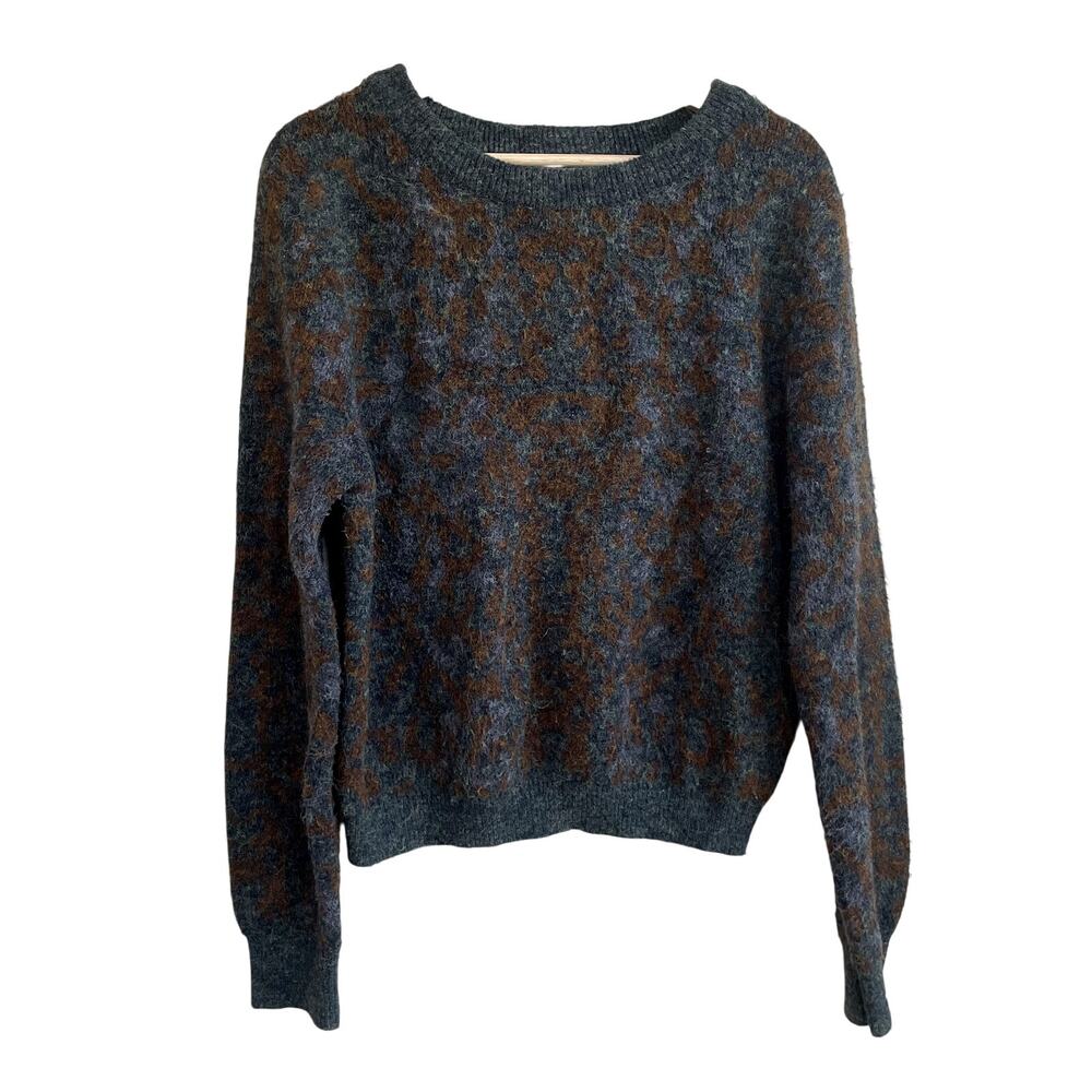 John + Jenn gray orange knit pullover sweater women's size large wool‎ blend